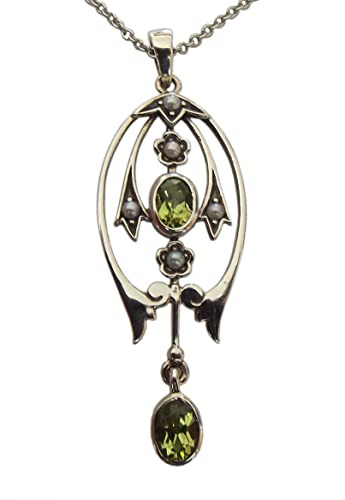 Dakota House Halskette 925 Silber mit Peridot und Perlenapplikationen