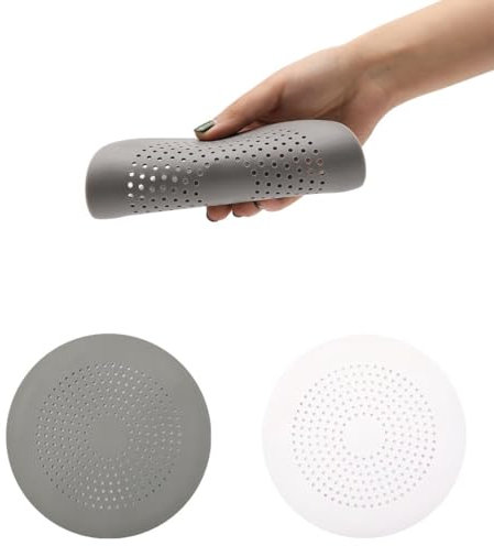 Silicona Protector de Drenaje, 2 Pcs Coladores de Drenaje con Ventosas Fuertes, Coladores de Desagüe, Cubierta de Desagüe de Ducha, Filtro de Drenaje, para Fregadero, Cocina, BañO(Gris Blanco)