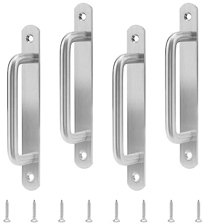 JAPCHET 4PCS Sliding Handles, Stainless Steel Pull/Push, 16cm/6.3 Inch for Bathroom/Kitchen Sliding Doors & Gates