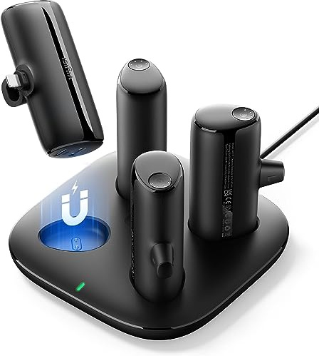 VIYISI [4er-Set] Tragbares Ladegerät für iPhone, 4 × 5000mAh Kleine Power Bank & Magnetische Ladestation Dock, 20W Schnelllade Powerbanks Set für Zuhause, Cafe, Büro, Hotel, Restaurant, Reisen usw
