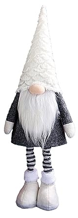 Fonzci Weihnachtszwerg-Plüschdekoration, Gesichtslose Weihnachtszwergpuppe, Weihnachts-Teleskoppuppe, Teleskopzwergpuppe mit Teleskopbeinen, Handgefertigter Schwedischer Tomte-Zwerg für(Weiß)