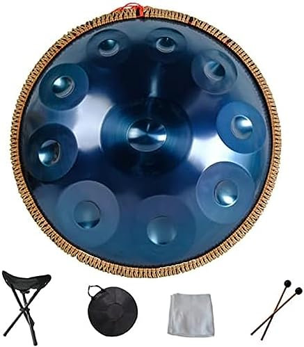 Harmonische Handpan Trommel Hand Pan 9 10 12 14 Professionelles Schlaginstrument Stahl Handpan Mit Reisetasche Seil Dekoration Für Meditation Yoga Zen,Blau,14Notizen,HaoAMZ