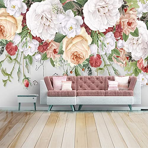 Fototapete 3D Bunte Blumen 400 cm B x280 cm H Vlies Tapeten Wandtapete XXL Moderne Wanddeko Wohnzimmer Schlafzimmer Büro Flur