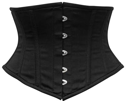 OH WEARS Black and Nude Twill Cotton Underbust Corset Steel Boned Waspie Waist Trainer for Women Hourglass Fit Shapewear Waist Cincher Tight Lacing