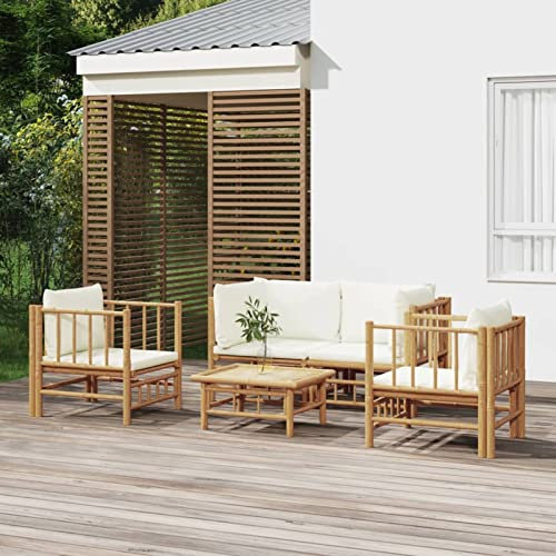 Festnight Gartenlounge Balkonmöbel Lounge Gartenmöbel Set Bambus Balkonlounge Lounge Sofa Outdoor Garten Loungemöbel Terrasse Terrassenmöbel Klein Sitzgruppe Balkon Gartensofa Ecksofa