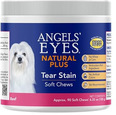 Angels' Eyes Natural Tear Stain Prevention Soft Chews for Dogs | Beef Flavor| for All Breeds | No Wheat No Corn | Daily Supplement | Proprietary Formula | 90ct