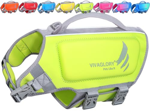 VIVAGLORY Hunde Schwimmweste High Buoyancy Hundeschwimmweste, S, Neongelb