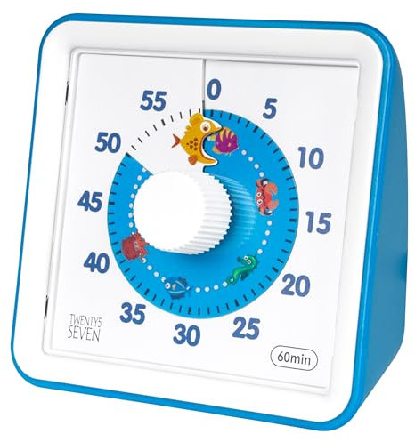 TWENTY5 SEVEN Minuterie visuelle avec étui de protection, minuterie de compte à rebours de 60 minutes pour enfants, autisme, TDAH, école, maison, bureau, compte à rebours pour la gestion du temps