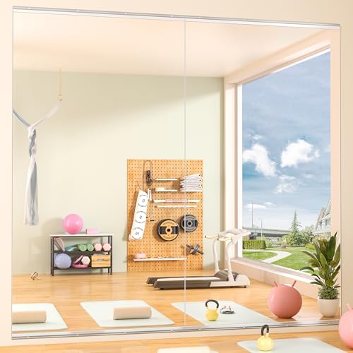 Hasipu Home Gym Mirrors 240x100cm -2 PCS Large Full Body Mirror for Yoga, Large Wall Mirror Full Length for Fitness, Garage, Dance Studio, 0.16in Tempered Glass Frameless