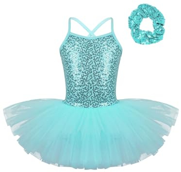 Freebily Vestido Lentejuelas de Danza Ballet para Niña Maillot Brillante Vestido Princesa de Ballet Gimnasia Patinaje Artístico Disfraz de Bailarina Fiesta Turquesa B 5-6 años