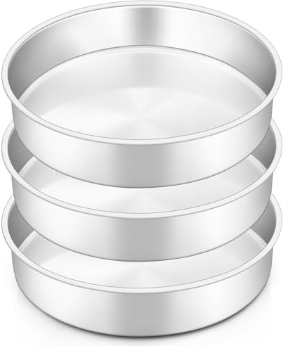 HaWare Lot de 3 moules à gâteau ronds en acier inoxydable de 24,1 cm pour rôtir et servir, à grande couche pour anniversaire, mariage, sain et non toxique, poli miroir, passe au lave-vaisselle (24 cm)