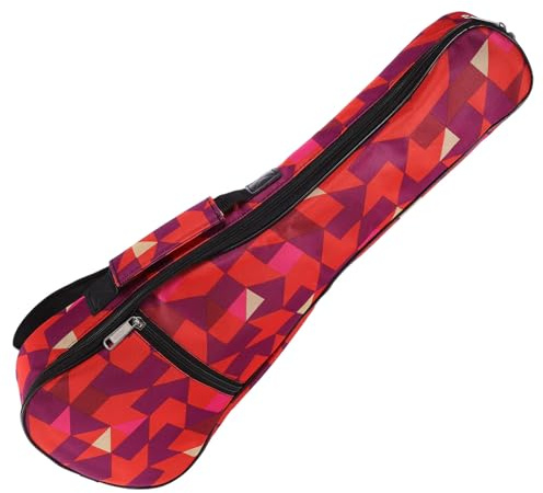 ifundom Praktische Ukulele Tasche aus Oxford Stoff 21 Zoll Rot mit Geometrischem Muster Gepolstert und Tragbar für Reise und Heimgebrauch