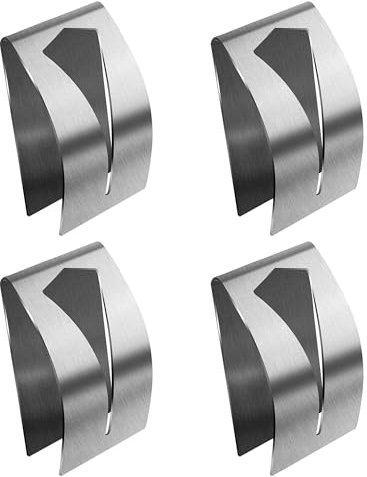 PERSENTU 4 Pcs Self Adhesive Towel Holders, Stainless Steel Tea Towel Hook Rack Towel Cloth Holders No Drilling Hand Towel Hooks for Home Kitchen Bathroom Wall and Door