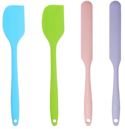TRKETK 4 Pezzi Set di Spatole in Silicone Cucina Utensili con Manico Comodo Spatola per Dolci Resistenti al Calore per Pentole Antiaderenti per Cottura e Miscelazione