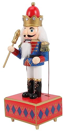 QUMIIRITY Weihnachtliche Nussknacker Spieluhr Handbemalt 32cm Musikdrehdose als Tischdekoration und Geschenk