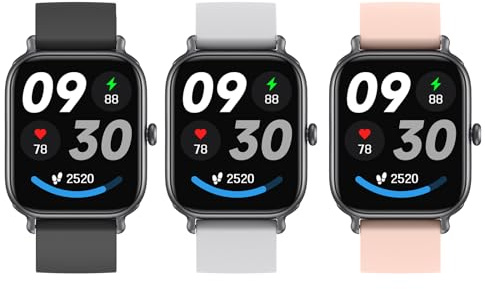 JewelryWe Smartwatch Herren Damen mit Telefonfunktion, 1,95 HD-Touch Screen Fitnessuhr mit 300mAh Akku Pulsmesser SpO2 Schlafmonitor Schrittzähler Wasserdicht Uhr 100+ Sportmodi für Android iOS
