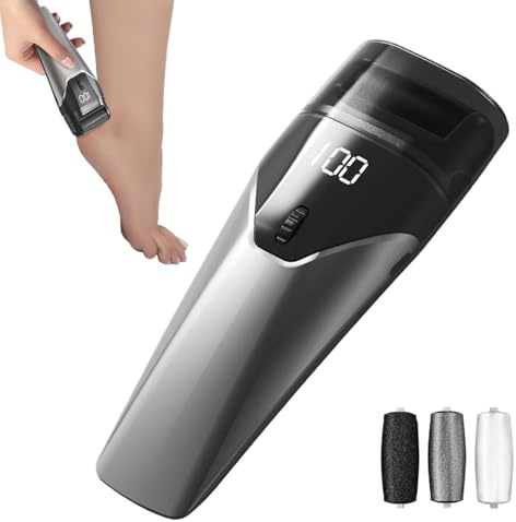 Demsyeq Escofina eléctrica para pies recargable, ajustable, removedor de piel áspera, herramienta de para hombres y mujeres, raspador de pies con luz auxiliar para dormitorio de estudiantes,