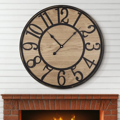 Maxstar Wanduhr Groß Ohne Tickgeräusche, Wanduhr 40 cm Modern Wohnzimmer, Leicht ablesbar, Batteriebetrieben, Retro-Vintage-Stil mit Metallrahmen, für Schlafzimmer Küche Büro Schule(Antike Bronze)