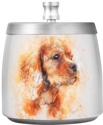 Dog-3736945 Reiseaschenbecher aus Edelstahl mit Deckel für Zuhause, Büro, Innen- und Außenbereich, niedlicher rauchfreier Tischaschenhalter für Heimbüro-Dekoration