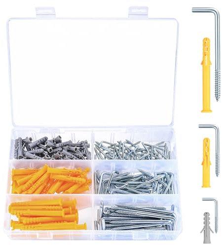 190 Pz Ganci a Vite, Ganci Avvitabili, Gancio da Soffitto da Avvitare a Forma di L con Viti Autofilettante, Gancio a Vite da Soffitto da Tazza per Appendere Piante Luci in Casa Ufficio