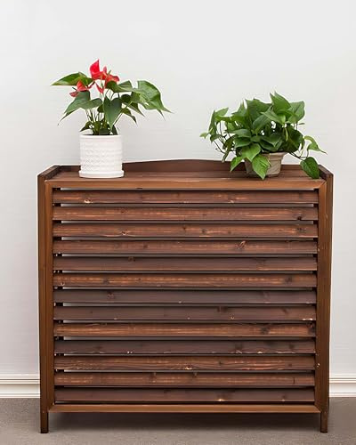 HRXQ Copri Condizionatore da Esterno in Legno Massiccio, Impermeabile Copricondizionatori Esterni Legno per Decorazione di Terrazze, Balconi E Patio(Medium)