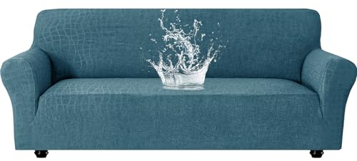 Ystyle Stretch Sofa Überzug 3 Sitzer, Wasserabweisend Elastisch Couch Bezug Mit Armlehnen, Universal Sofaschoner rutschfest für Hunde Katzen und Haustiere, Waschbare Sofa Cover, Pfauenblau