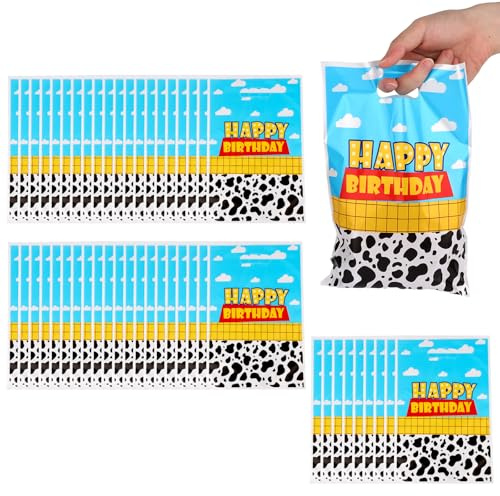 SAVITA 50pcs Sacs Cadeaux Cartoon, 25x16,5cm Ciel Bleu et Nuage Blanc Sac de Bonbons pour Enfants Fournitures Fête d'Anniversaire Rangement de Bonbons et Jouets