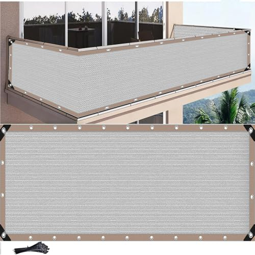 MAJINGC Balkon-Sichtschutz, 0,9 x 10 m, Terrassen-Sichtschutz, HDPE, 95 % UV für Hinterhof, Terrasse, Geländer, Pool, Sichtschutzzaun, Abdeckung, Grau