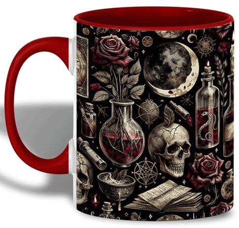 Individuell Glühweintasse Gotische Hexerei Tasse Design Erzieherin Tasse 330ML für Büro,Weihnachten,Arbeitstag,Personalisiertes Geschenk