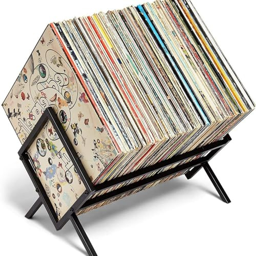 Portadischi Vinile, Scaffale per Dischi Vinile-Design Flessibile e Espandibile Stabile e Portante-Organizer per Riviste, Libri, File, Album