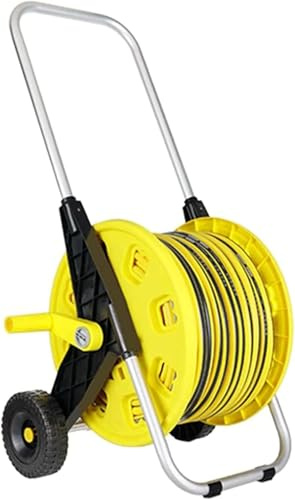 Carrello avvolgitubo da giardino con 2 ruote e maniglia, porta tubo dell'acqua portatile in metallo per prato, cortile e patio, capacità 40 metri