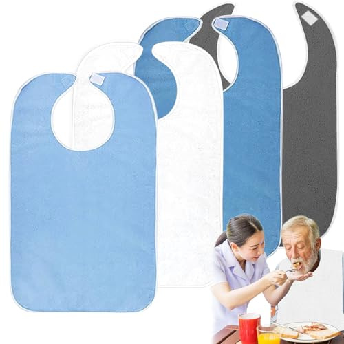 Toivize 4 Pcs Bavoirs pour Adultes 45x75cm, Lavables et Réutilisables, Bavoir Adulte en Microfibre, Protection Vêtements pour Personnes Âgées, Hommes et Femmes