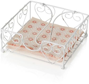Baroni Home Portatovaglioli in Ferro Decorato, Stile Shabby Chic, Accessori da Cucina da Tavola, Porta Tovaglioli per Interno e Esterno, 20x20x8 cm