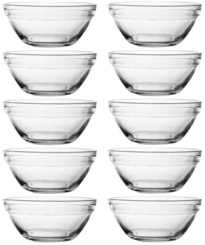 Veemoon Lot de 10 Bols en Verre Transparents 70 Ml Petits Saladiers Multifonctions pour Sauces Condiments et Desserts Vaisselle Cuisine Pratique et Décorative