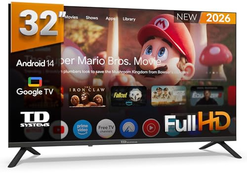 TD Systems - Smart TV 32 Pulgadas Full HD, Android 14 GTV, Television TDT HD, Modelo 2026, Televisor con 3 años de garantía - PRIME32C21FGLE