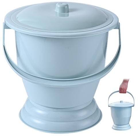 Pot de chambre Urinoir de chevet portable avec couvercle et poignée Seau d'aisance à forte capacité charge Seau à pipi en plastique pour femmes enceintes enfants âgés