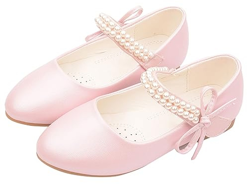 Zapatos de vestir Mary Jane para niña, zapatos planos de ballet para uniforme escolar, correa de perlas, sandalias elegantes, antideslizantes, suela suave, princesa, niños, niñas, fiesta de cumpleaños