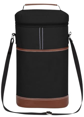 Raffreddatore per bottiglie di vino, borsa termica per riporre bottiglie, doppio portabottiglie con fodera termica, per bevande portatile con tracolla, borsa frigo per vino, trasportino da viagg