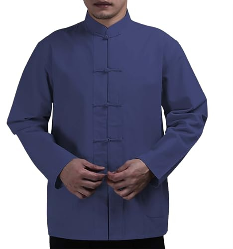 Tangzhuang Chino Hombre Camisas - Disfraces Tradicionales Artes Marciales Kung Fu Tai Chi Traje Uniforme Manga Corta Ropa de Abrigo Chaqueta Ropa de Verano para Hombres - Algodón