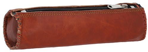 Gusti Stiftemappe Leder - Timmy Federtasche Schlamperrolle Stifterolle Vintage Braun Leder