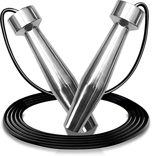 Senshi Japan Skipping Rope With Heavy Alloy Steel Jump Rope Handles & Thick Genuine Leather Rope | For Boxing, HIIT, Fitness, Cardio & Fat Burning | For Men & Women