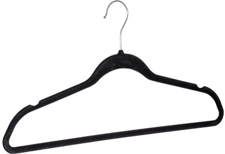 WENKO Kleiderbügel mit samtig-beflockter Anti-Rutsch-Beschichtung, 5er Set, Bügel für die Kleiderstange mit Hosen-Steg und Rockeinkerbungen, platzsparend & praktisch, Kunststoff, 45 x 23,5 x 0,4 cm