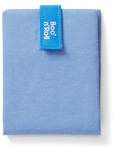 Roll'eat ® | Bolsa Merienda, Porta Bocadillos con Envoltorio Reutilizable, Porta Alimentos Ecológico sin BPA, Bolsa de Tela, Color Azul - Boc'n'Roll Nature