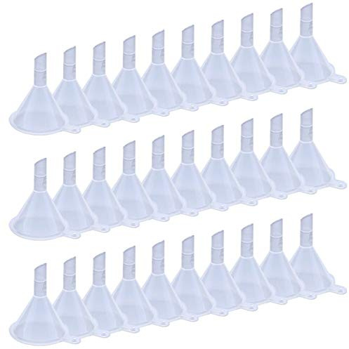 WARMBUY Mini Clear Plastic Funnels, 30 Pack