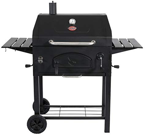 Char-Griller Traditional Charcoal Grill and Smoker in Black – 790 sq. in. Cooking Space, Heavy-Duty Steel, Porcelain-Coated Cast Iron Grates, Dual Damper Controls, BBQ Smoker for Outdoor Cooking