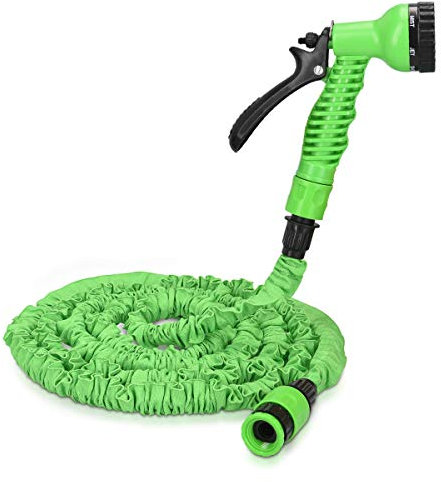 Navaris Flexibler Gartenschlauch 10-30m - mit 7 Funktionen Brause und Schnelladaptern - Wasserschlauch flexibel dehnbar - Wasser Garten Schlauch