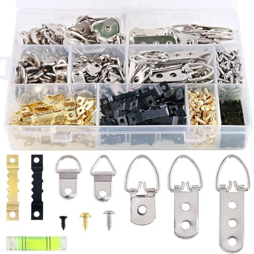 Swpeet Juego de 601 colgadores de cuadros resistentes con 1 mini degradado, ganchos surtidos para colgar cuadros con kit de tornillos para la oficina en casa, soluciones para colgar cuadros con caja
