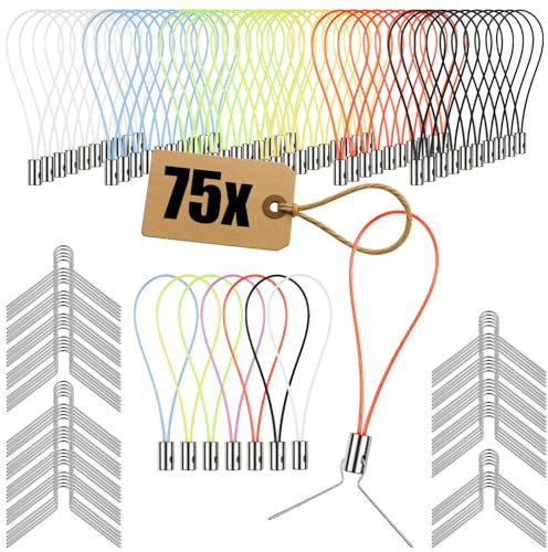 com-four® 75x Aufhänger für Ostern - Bunte Kugelaufhänger mit Metallhaken für Weihnachtskugeln und Ostereier - Wiederverwendbare Christbaumanhänger | Wiederverwendbare Christbaumanhänger