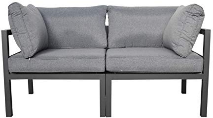 Jet-Line | trädgårdsmöbler | trädgårdslounge Rhodos | tvåsits | utomhus | trädgård | aluminiumsoffa | terrass | balkong | svart-grå
