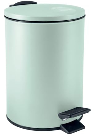 Spirella 3 liter papperskorg (rostfritt stål, med automatisk nedstigning och inre kub, mjuk stängning) i matt grön